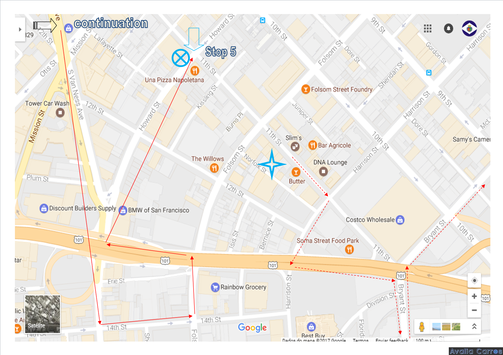 Caminho percorrido pelo carro em HAYES VALLEY