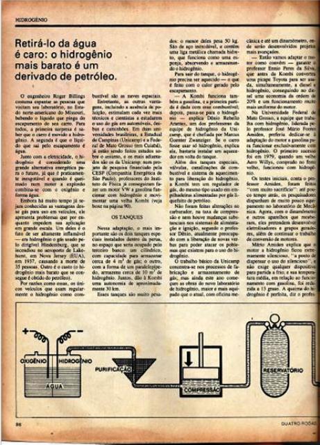 Avaliação das pesquisas com Hidrogênio na Revista 4 Rodas
