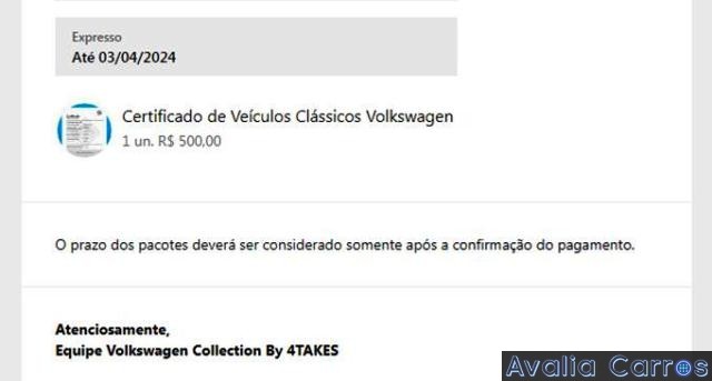 Avaliação do certificado de veículo clássico Volkswagen do Gol CL 1.8 1989